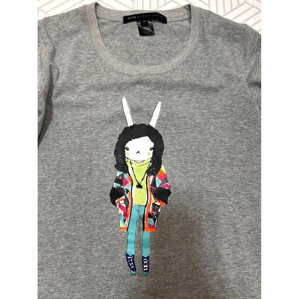 Marc Jacobs Graphic Tee Women's size M fits S Bunny Print Y2K Vintage k - Picture 2 of 9